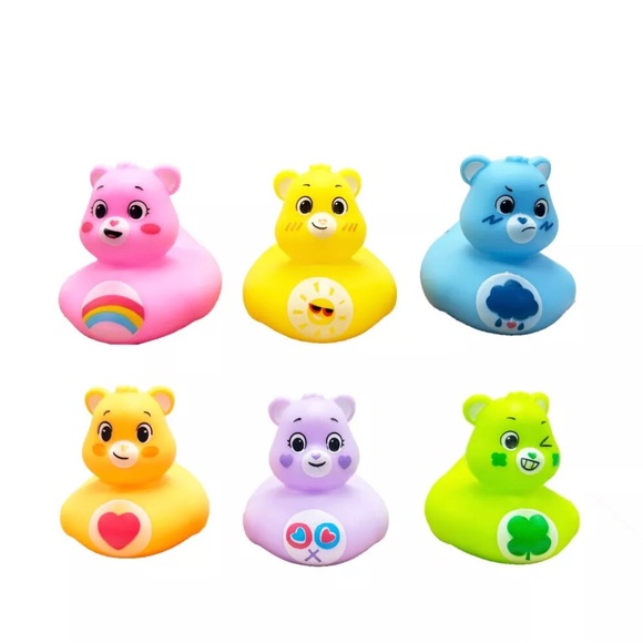 Set Of 6 Care Bears Duck  Bath Toy 2-Inch Rubber Figures (Without Squeaks Sound) - Picture 1 of 5